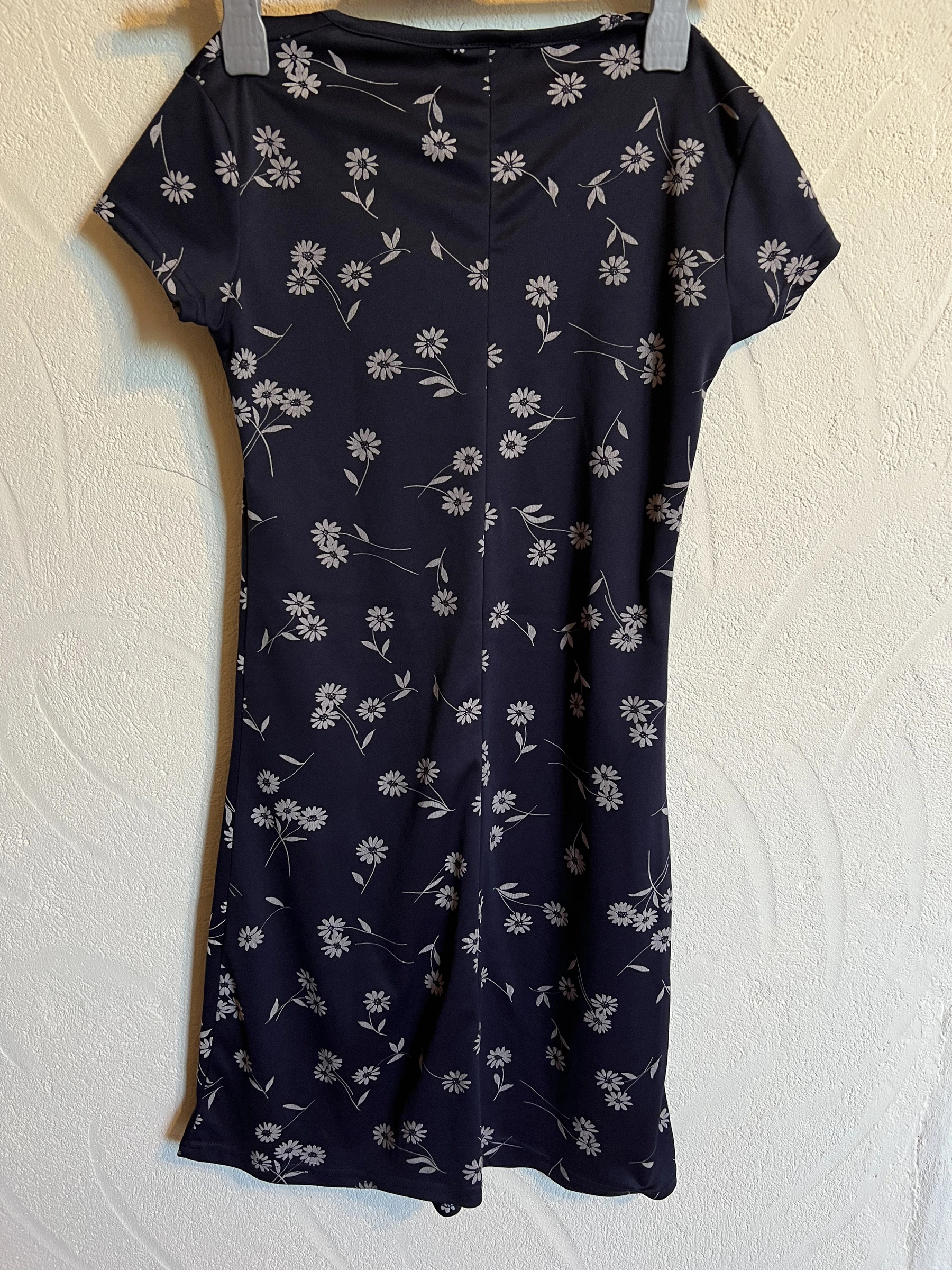🌼 Vintage Jennyfer navy blue floral dress – size 36 – straight cut – photo 8